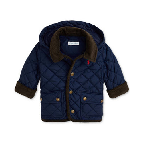 Baby Boys Corduroy-Trim Barn Jacket With Removable Hood