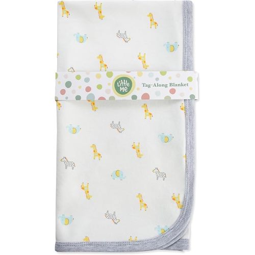 Little Me Blankets for Baby Gender Neutral Swaddling Receiving Blanket, Ivory Safari, 30 x 27 Inches