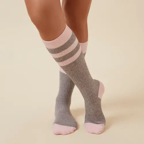 TheRY The Comforter Maternity Compression Sock - Light Grey Marle/Pink Marshmallow | Baby Bunting AU
