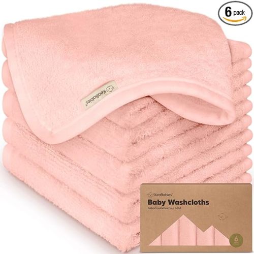 6-Pack Baby Washcloths – Soft Absorbent Viscose from Bamboo Washcloths for Face, Body, Baby Towels for Newborn, Kids, Toddlers, Infant,Gentle on Sensitive Skin,10x10 Reusable Face Towels(Blush Pink)
