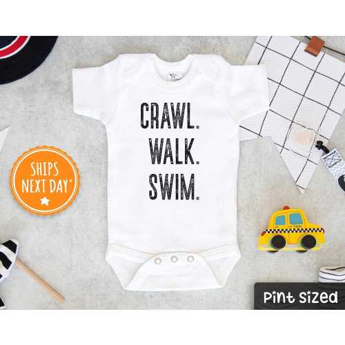Swim Baby Onesie® -  Crawl- Walk- Swim Baby Onesie® - Cute Little Swimmer Bodysuit - Adventure Onesie®