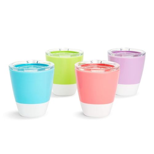 Munchkin® Splash™ Open Toddler Cups with Training Lids, 7 Ounce, Multicolored, 4 Pack | Open, with Training Lids