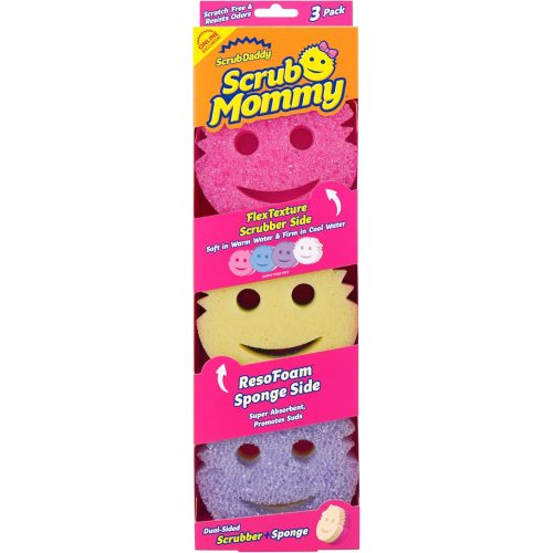 Scrub Daddy Scrub Mommy Sponges - Dish Scrubber + Non-Scratch Cleaning Sponges Kitchen, Bathroom + Multi-Surface Safe - Dual-Sided Dish Sponges for Scrubbing - Online Exclusive (3 Count)