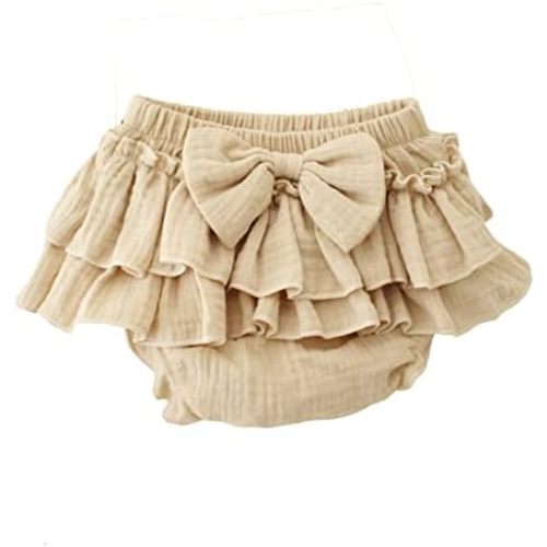 Baby Girls Bloomer Skirt Shorts Bowknot Cotton Gauze Ruffle Diaper Cover Shorts Briefs Cute Bloomers Underpants
