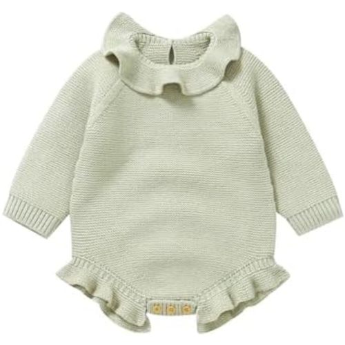 Baby Girl Knit Romper Ruffle Collar Sweater Pullover Long Sleeve Bodysuit Newborn Infant Fall Winter Outfit