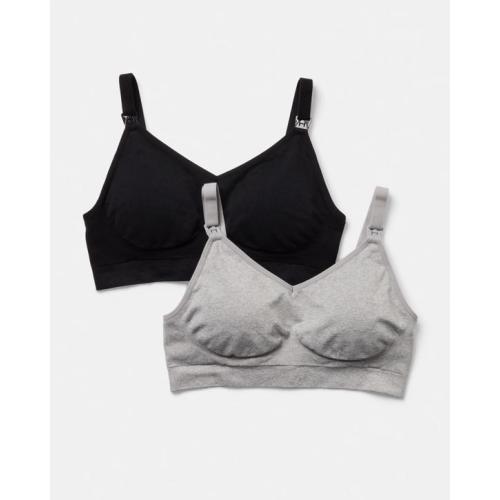 2 Pack Maternity Wirefree Seamfree Crop - BLACK, GREY - 10