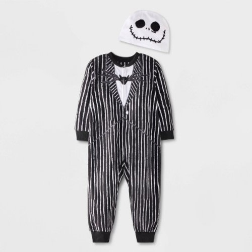 Toddler Boys' The Nightmare Before Christmas Jack Skellington Blanket Sleeper Footed Pajamas with Hat - Black, Size: 12M