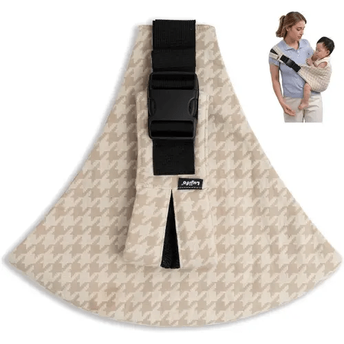 Baby Sling Carrier Newborn to Toddler, 2025 Upgraded Houndstooth Baby Sling Toddler Carrier, Premium Cotton Linen Adjustable Shoulder Strap