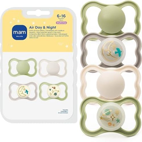 MAM Air Pacifier 6-16 Months, Extra Air Flow for Sensitive Skin, 4 Pack