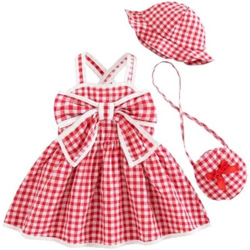 Renotemy Toddler Baby Girl Summer Dress Infant Girl Casual Clothes Sleeveless Bowknot Beach Vacation Dresses for Girls 3M-3T