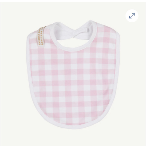 Burp Me Bib - Palm Beach Pink Gingham with Worth Avenue White