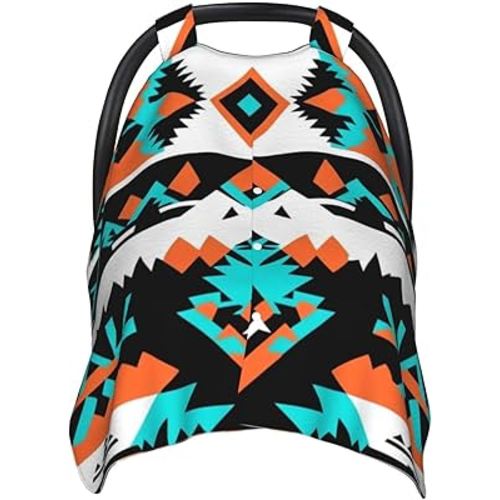 Western Southwest Tribal Ethnic Aztec Baby Car Seat Cover Soft Baby Nursing Cover Infant Carseat Stroller Cover for Girls and Boys