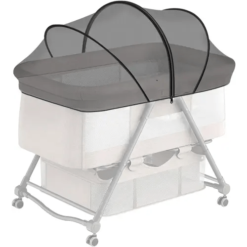 Bassinet Cover with Two-Way Zipper,Portable Bassinet Mosquito Net Cover for Cats to Keep Pets Out(Black)