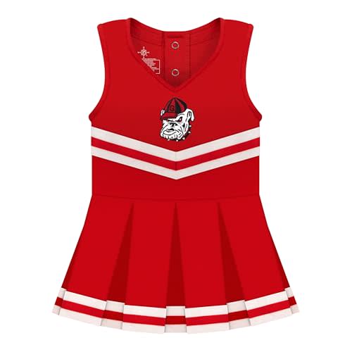 College Baby NCAA Officially Licensed Cheerleader Bodysuit Dress - Team Logo, Multiple Colors, for Baby Girls - (0-24 Months)