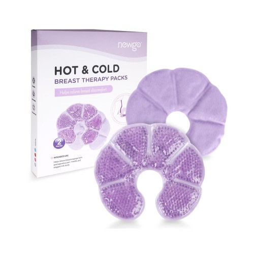 NEWGO Breast Ice Pack 2 Pack Gel Ice Pack for Breast Surgery, Reusable Nursing Ice Pack Hot or Cold Therapy Breast Pad for Breastfeeding, Engorgement Relief (Purple)