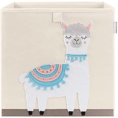CLCROBD Foldable Animal Cube Storage Bins Fabric Toy Box/Chest/Organizer for Kids Nursery, 13 inch (Llama)