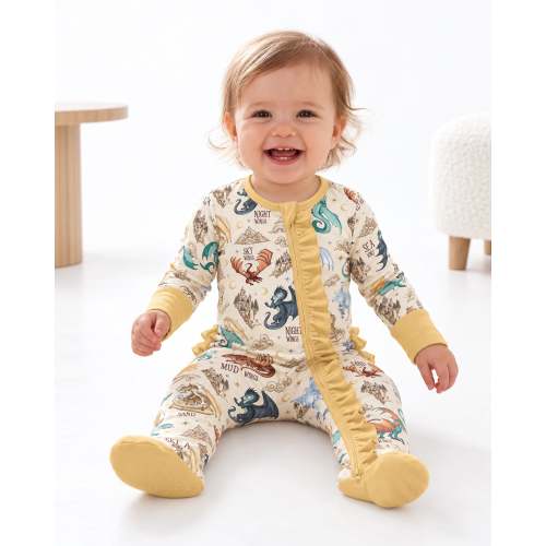Elemental Dragons Bamboo Zipper Ruffle Footie – Zumbamboo