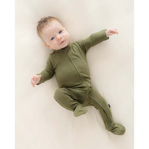 Larkspur Baby | Baby Footie Pajamas | Zip Footie in Olive