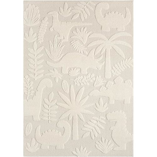 Town & Country Play Dinosaur Jungle Party Kids Area Rug, Soft & Plush, Calming, Bedroom Rug, Nursery Decor, Playroom & Classroom Rugs, Beige/Ivory, 7'10"x10’2”