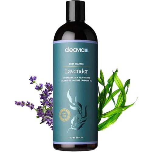 Aleavia Lavender Body Cleanse – Organic & All-Natural Prebiotic Body Wash, Scented with Pure Essential Oils – Nourish Your Skin Microbiome – 16 Oz.