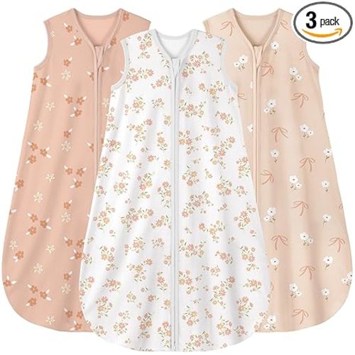 Yoofoss Baby Sleep Sack 0-6 Months Wearable Blanket for Babies 100% Organic Cotton 2-Way Zipper TOG 0.5 Toddler Sleeping Sack 3 Pack, Comfy Lightweight Sleep Sacks