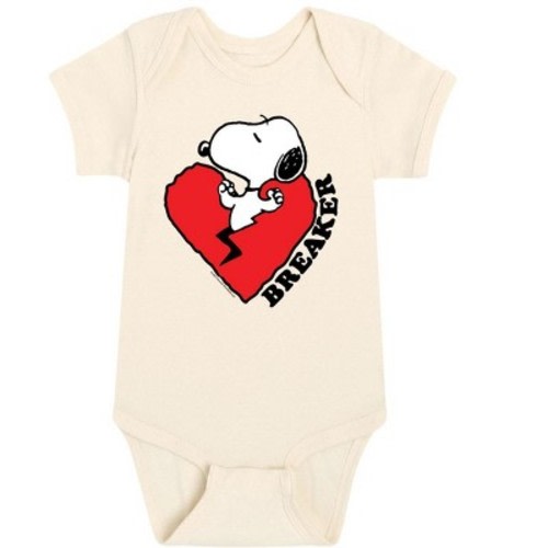 Boys' Peanuts Heart Breaker Baby Graphic One Piece - Natural - 12 Months