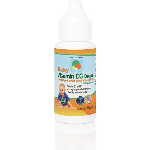 Raise Them Well- Vitamin D and K Drops for Bone and Teeth Health, 365 Servings, 0.36 fl/oz