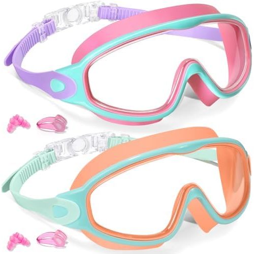 2 Pack Kids Swim Goggles for 3-15 UV Protection Anti-Fog Pool Water Swimming Goggles for Boys Girls Youth Toddler