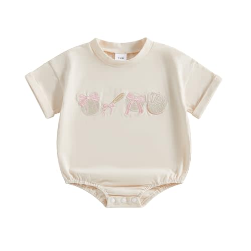 Licupiee Baby Boy Girl Baseball Romper Newborn Bow Basketball Rompers Summer Casual Short Sleeve Embroidery Golf Bodysuits