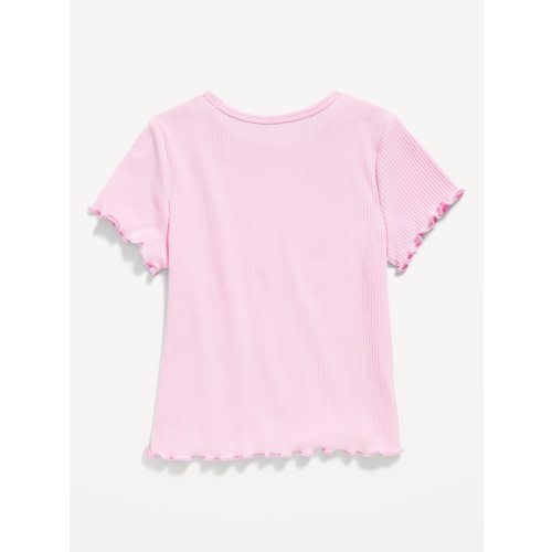 Short-Sleeve Lettuce-Edge T-Shirt for Toddler Girls