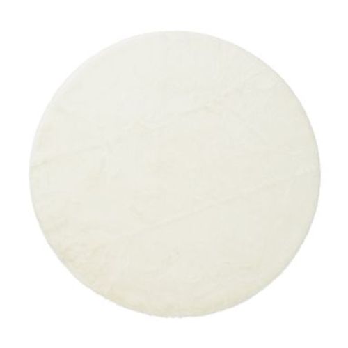 Machine Washable Fur Round Rug, 5 Ft Round, Ivory