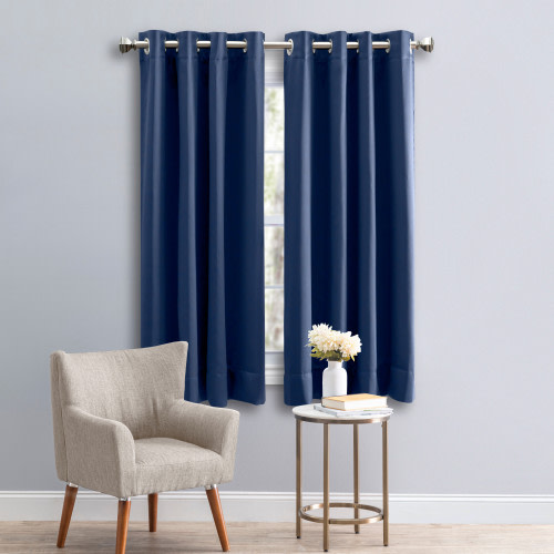 Ricardo Trading Ultimate Black Out Grommet Window Panel Curtain w/Wand - Blue, 56"W X 36"L