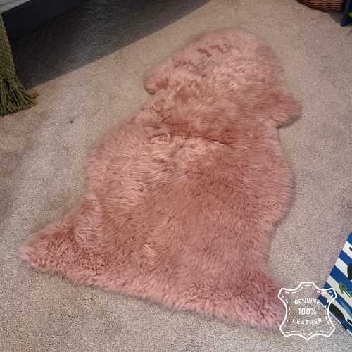 Eco Tanned Sheepskin Rug, Rosa Pale Pink Australian Quality