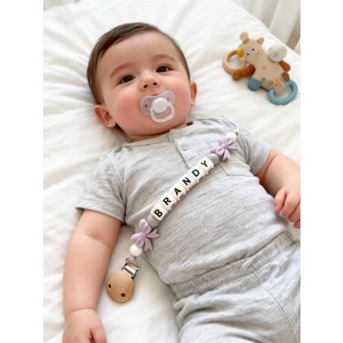purple Bow Dummy Clip: Custom Baby Pacifier Chain