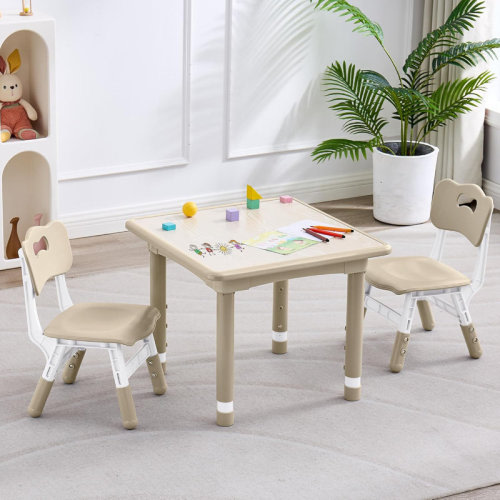Isabelle & Max™ Kids Table and 2 Chairs Set, Height Adjustable (17.7"-26.1") Toddler Table and Chair Set, Multi-Activity Table with Graffiti Desktop, Children’s Table and Chairs for Classroom, Home & Daycare & Reviews | Wayfair