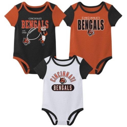 NFL Cincinnati Bengals Boys' White 3pk Bodysuit - 6-9M