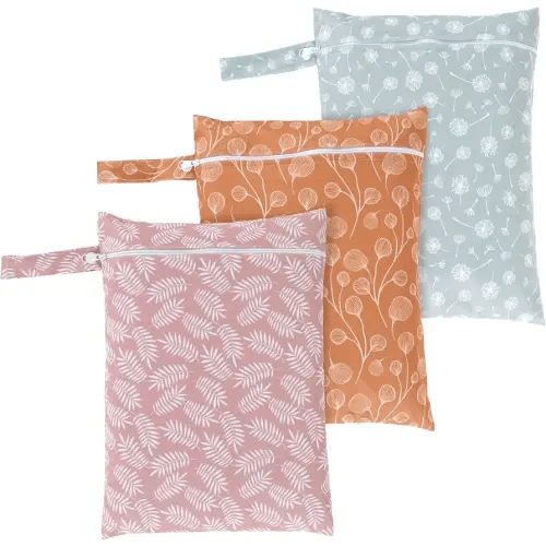 3Pcs Wet Dry Bags Storage Bag, Wet Dry Bag for Baby Cloth Diapers &Breast Pump Parts, Waterproof Reusable Wet Bag, Zipper Closure Wet Bags with Handle, Portable Bags for Swimsuits Beach Pool (B)