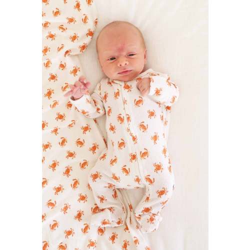 Cutie Crabs Bamboo Waffle Zipper Footie