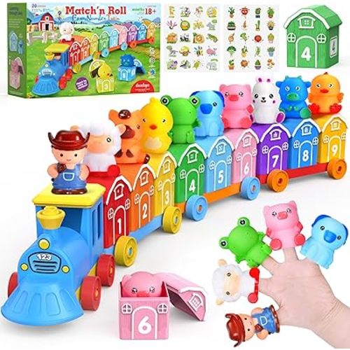 Montessori Learning Toy Toddler Animal Train Counting Barns Puppets