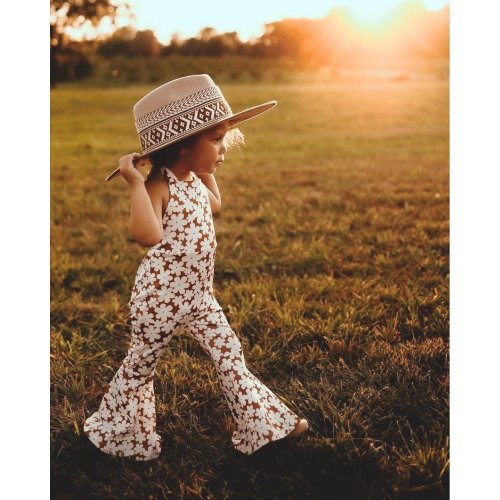 Andi Pleated Bell Bottom Jumpsuit - Flower Child – The Rocking Horse Co.