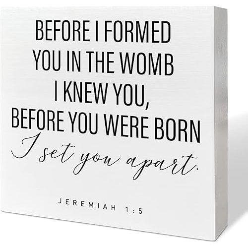 Nursery Desk Wooden Box Sign Decor, Before I Formed You in The Womb, Nursery Scripture Decor Newborn Baby Kid Children Room Desk Bible Verse Religious Decoration Baby Shower Christian Baptism Gifts
