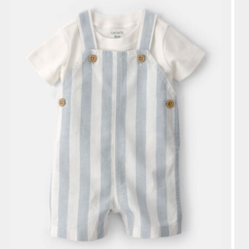Baby Boy 2-Piece Stripe Romper Set - Blue/Ivory | Carter's