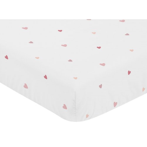 Sweet Jojo Designs Pink Boho Rainbow and Hearts Girl 3p Nursery Crib Bedding Set Mauve Shabby Chic Bohemian Cloud Polka Dot