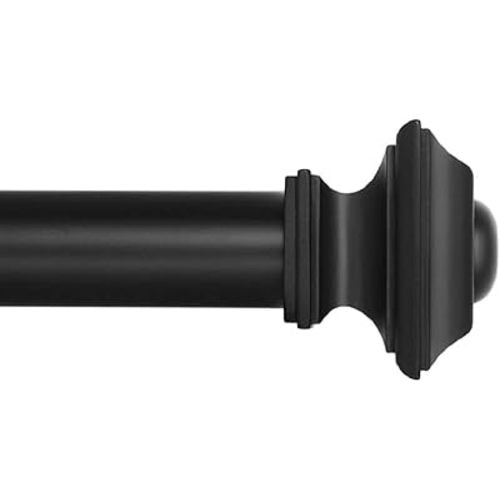 Ivilon Drapery Treatment Window Curtain Rod - Square Design 1 1/8 Rod. 28 to 48 Inch. Black