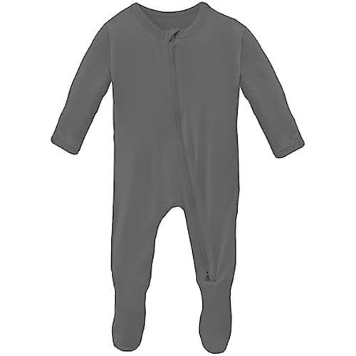 KicKee Year Round Solid Footies with Zipper, Super Soft One-Piece Jammies, Sleepwear for Babies and Kids