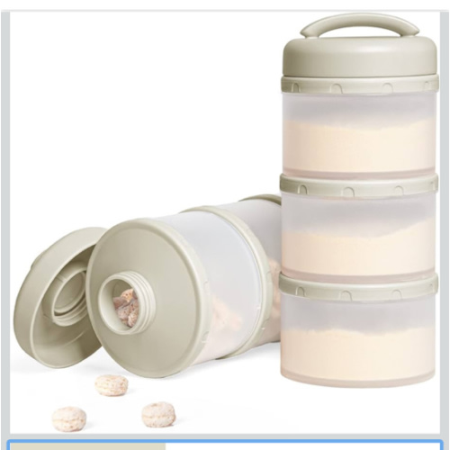 Termichy Stackable Formula Dispenser Portable Milk Powder Container, 2 Pack, Warm Grey
