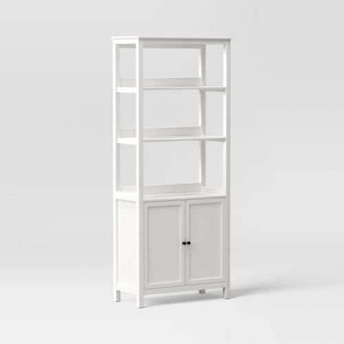 72" Bookcase Traditional With Three Open Shelves and Cabinet Classic White - Room Essentials™