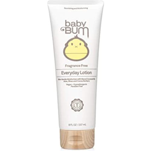 Baby Bum Everyday Lotion | Moisturizing Baby Body Lotion for Sensitive Skin with Shea and Cocoa Butter| Fragrance Free| Gluten Free and Vegan | 8 FL OZ (Pack of 1)