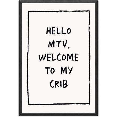 Trendy Wall Art Welcome Posters Eclectic Home Decor Hello MTV, Welcome to My Crib Art Print Funky Eclectic Gallery Wall Art Prints for Bedroom Living Room Aesthetic Wall Art Print 16x24in Unframed
