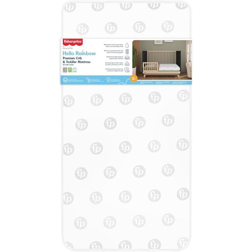 Dream On Me Fisher Price Hello Rainbow Baby Crib Mattress, Fits All Standard Full Size Cribs and Toddler Beds Only, Greenguard Gold Certified Baby Mattress, Waterproof Cover, Made in USA